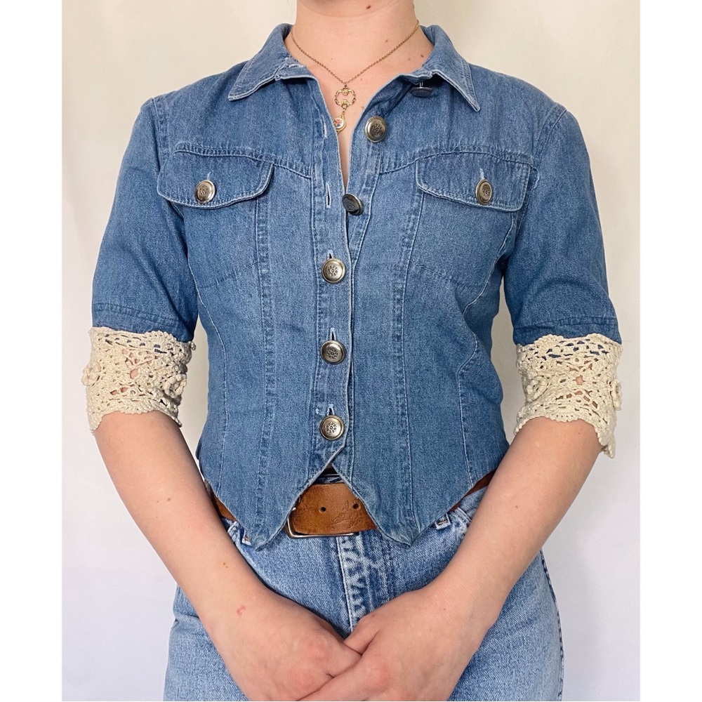 Lucia Lukken | Vintage 90s Western Denim Button Down Half-Sleeve Blouse